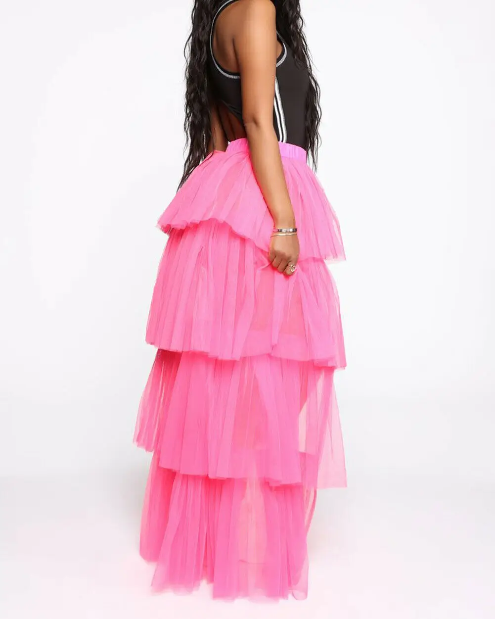 Женские разноцветные мини-юбки и длинная юбка растягивающиеся кружева высокая