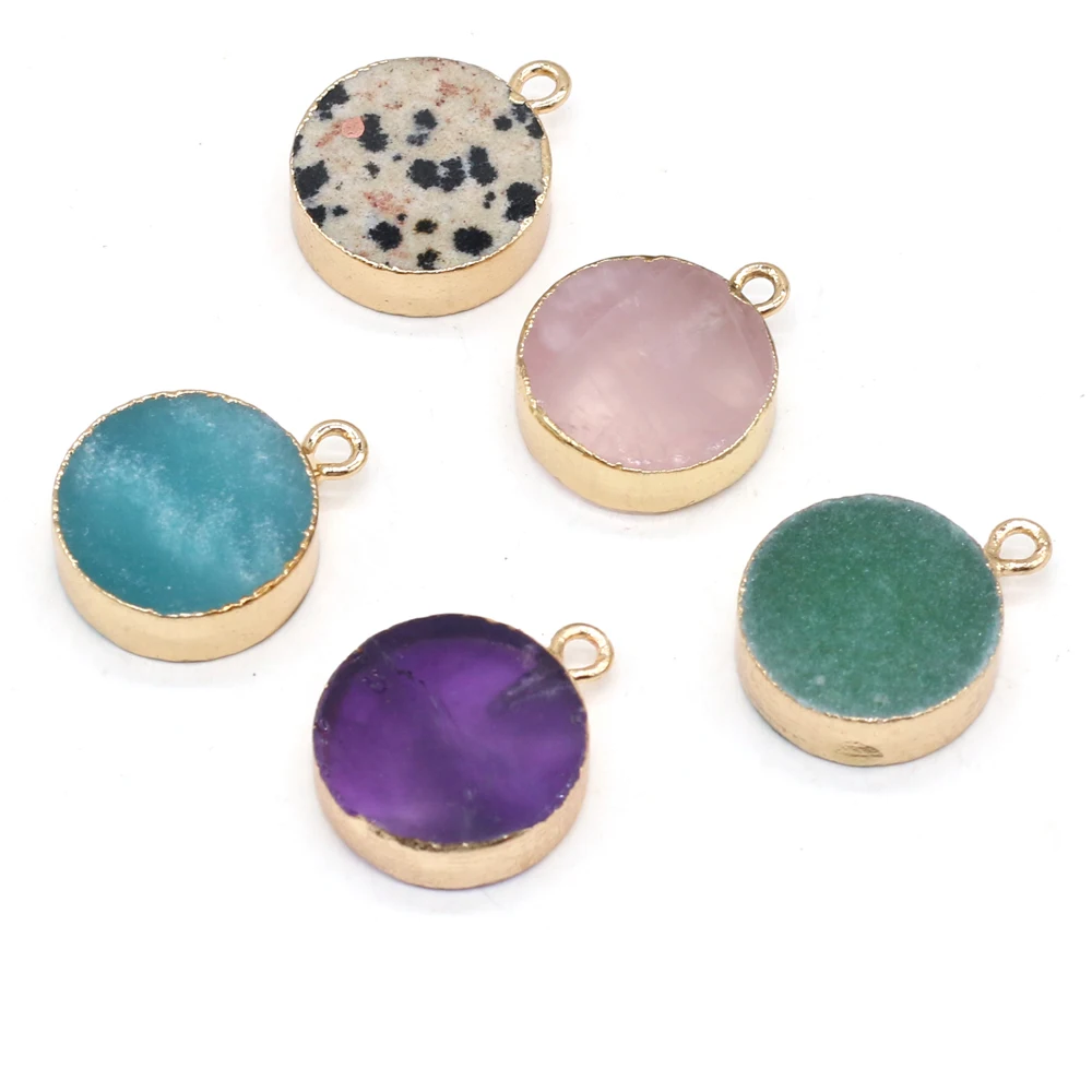 

Natural Stone Pendant Round Shaped Edging Exquisite Agates Charms For Jewelry Making DIY Bracelet Necklace Earring Accessories