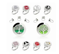 1pc 20mm flower family tree diffuser locket ring resizable essential oil 316l stainless steel aromatherapy ring free 10pads