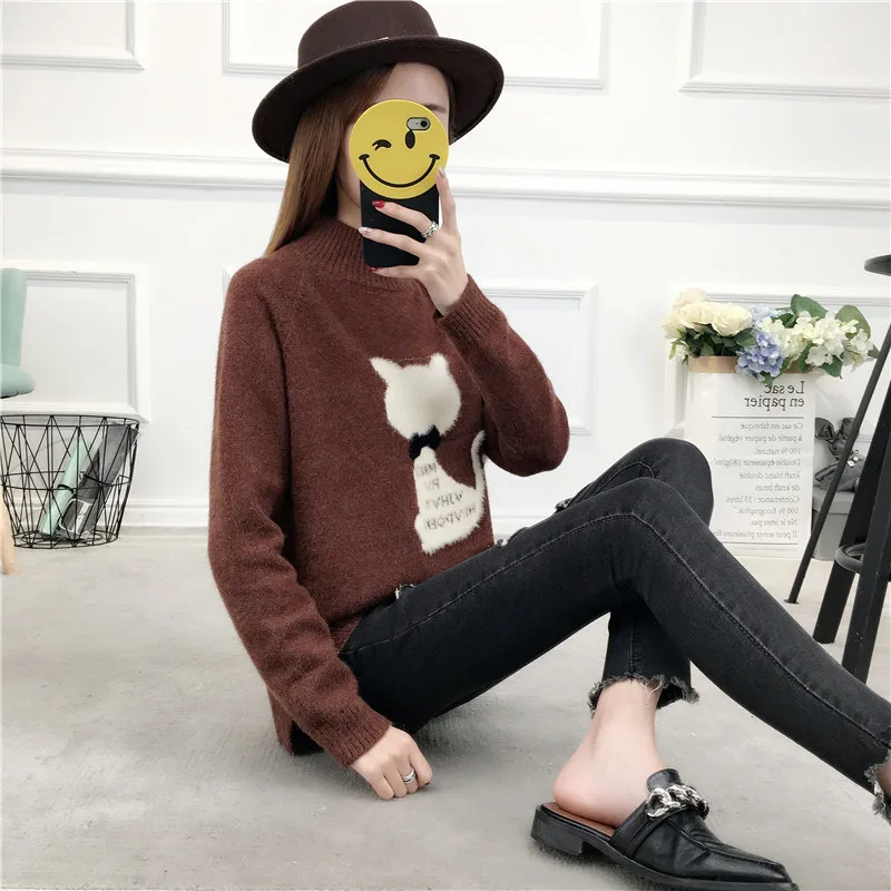 

Women's Sweater Winter Long-sleeved Large Size Sweater Trend Sweet Girl Round Neck Pullover Cashmere Warm Sweater