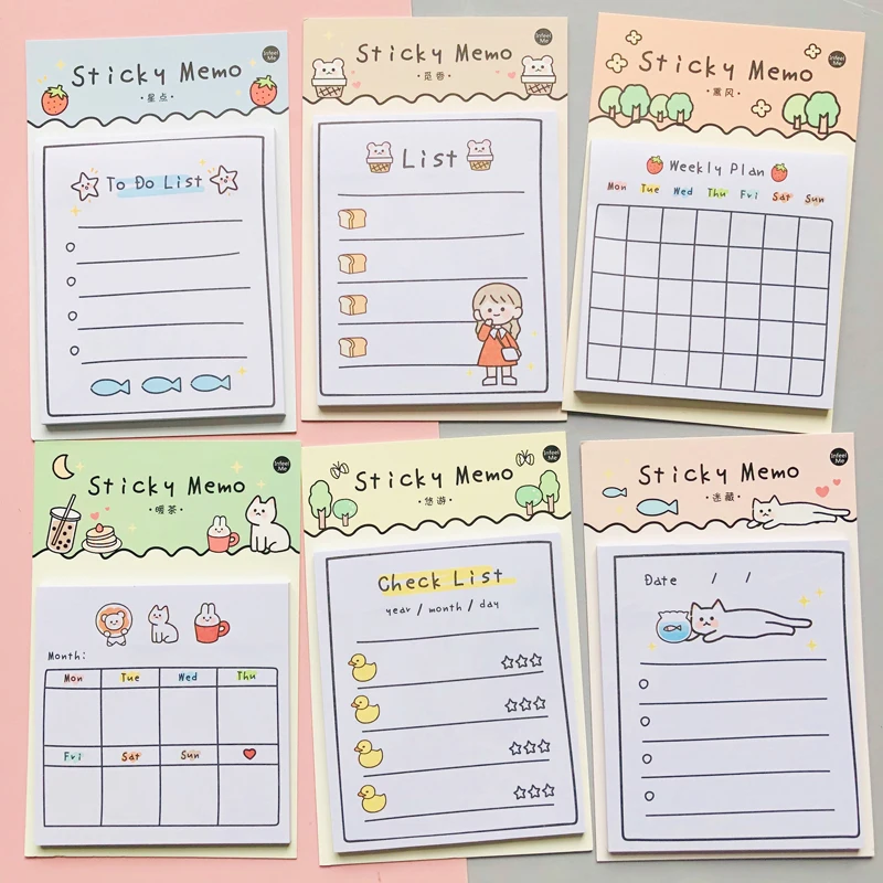 

SaYing 30 Sheets Sunny Day Weekly Memo Pads Paper Plan To Do List Sticky Notes Journal Planner Notepad School Stationery Kawaii