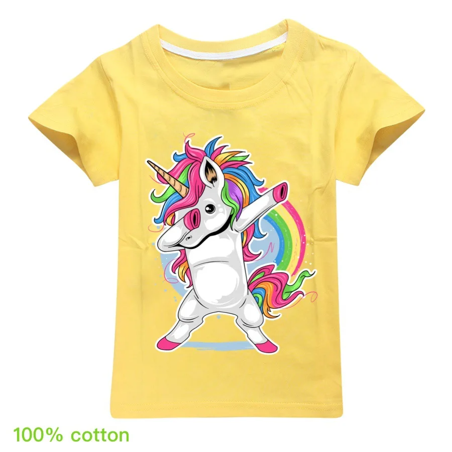 

New 2020 Child Summer Short Sleeve T-Shirt Kids Dabbing Unicorn T Shirts for Baby Boy TShirt Girl Tops Tee christmas shirt