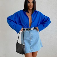 autumn casual shirts za woman 2021 plus size blouses female green tops white loose button up womens oversize klein blue shirts