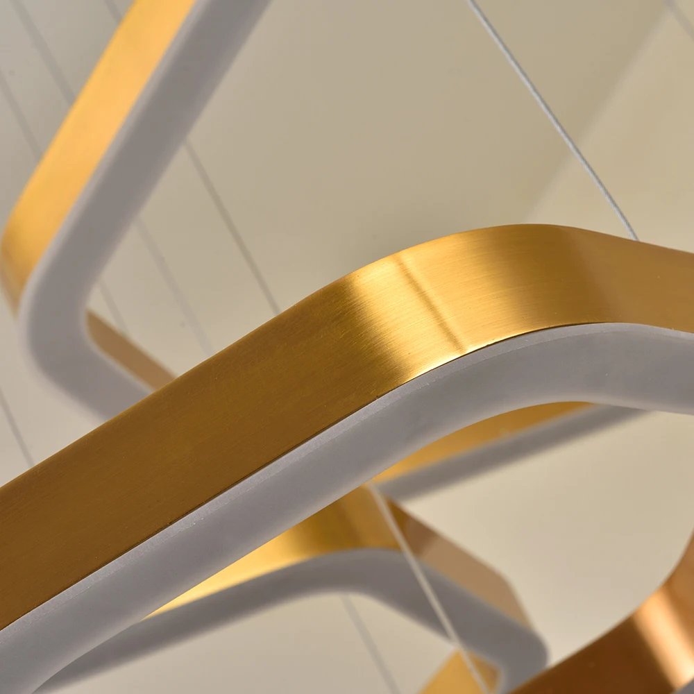 

Brief Home Decor LED Chandelier for Living Dining Room Bedroom Gold Ring Lamp Kitchen Projects Lights Indoor Lighting