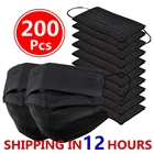 10-200 шт. маска одноразовая маска для лица Черный Nonwove 3 Слои маска для полости рта фильтр против пыли гриппа Безопасный Дышащий защитные маски для взрослых