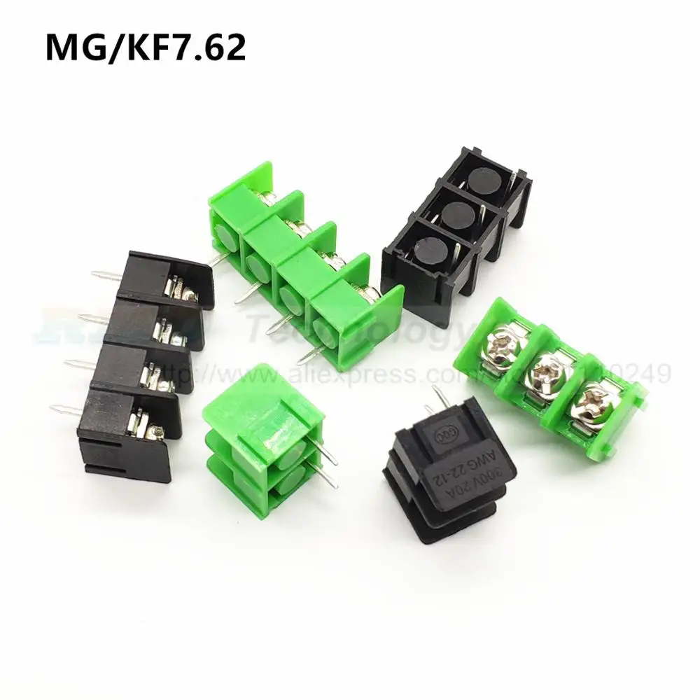 10 шт./лот 7,62 мм KF7.62-2 P 3P 4 P MG 762-2 3 4 Pin может быть соединен винт Клеммная колодка Разъем Черный Зеленый 7,62 мм шаг