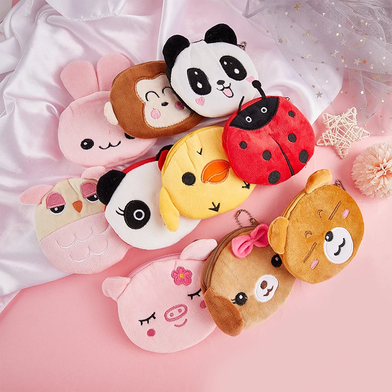 Мягкий плюшевый кошелек для мелочи женщин милая детская монетница на молнии с