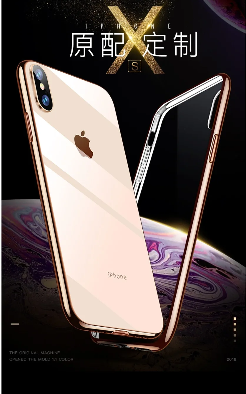 Роскошное Гальванопокрытие, хромированный Прозрачный чехол для iPhone XS MAX XR 8 7 6s 6 Plus 5S SE, прозрачный позолоченный чехол