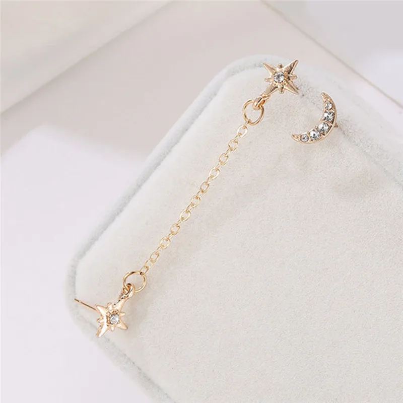 Серьги гвоздики женские Асимметричные из сплава золотистого