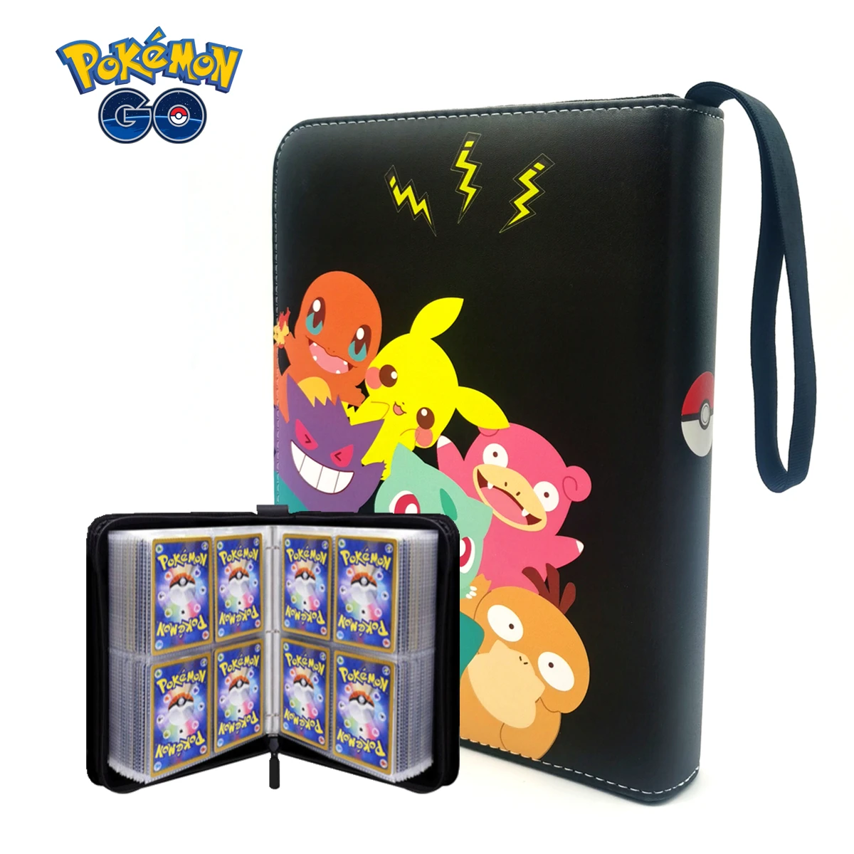 Carpeta de tarjetas de Pok&eacute;mon Go, estuche de almacenamiento port&aacute;til de tarjetas de Anime, &aacute;lbum de coleccionistas, juguete para regalo-0