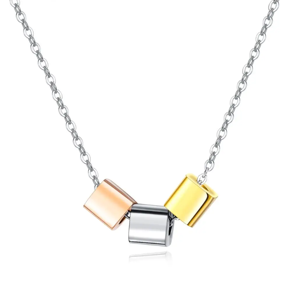 

Classic Titanium Stainless Steel Bohemia Gold Rose Gold Square Charm Choker Necklaces Pendant Necklace For Women Gift