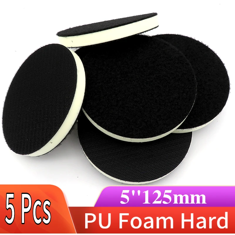 

5PCS 5" 125MM PU Foam Interface Pad Medium Density Sander Backing Plate Protection Polishing Pad For Hook & Loop Sanding Disc