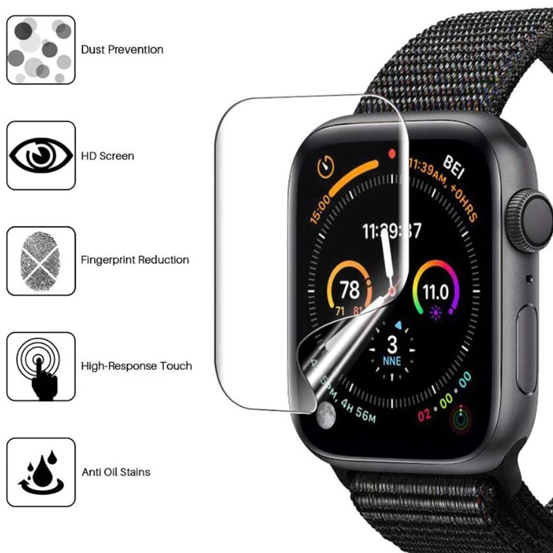 5pcs for apple watch series 7 6 se 5 4 iwatch 40mm 44mm 41mm full coverage screen protector tpu film bubble free anti scratch free global shipping