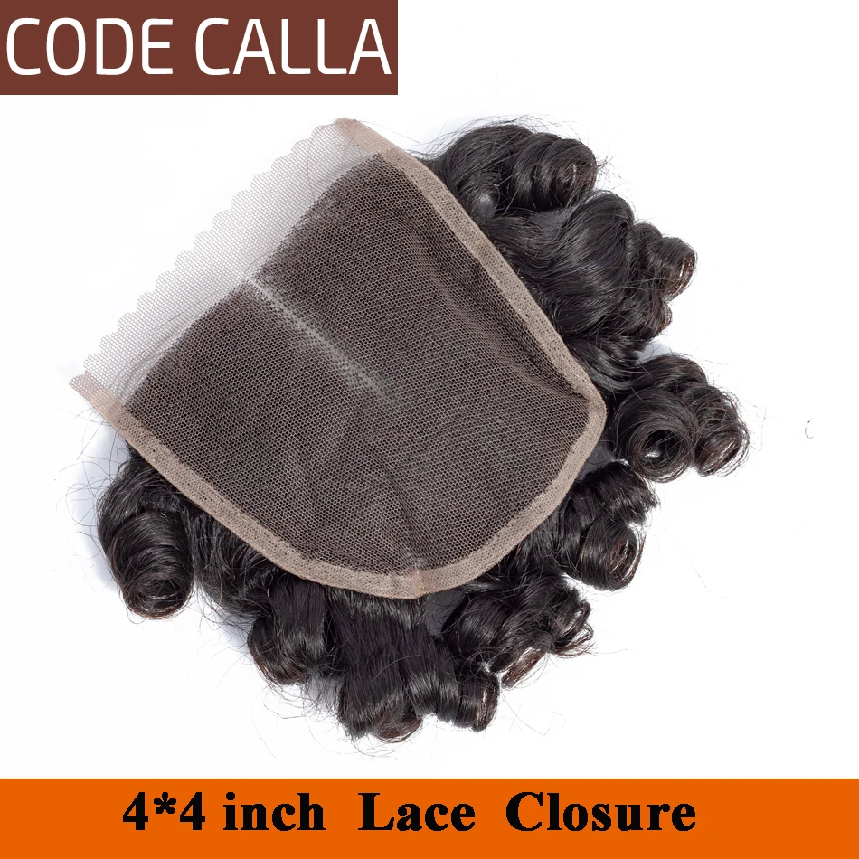Код Calla bouncy кудрявые бразильские волосы Remy с двойным рисунком для наращивания 35 г 6 пучков с 4*4 синтетическое закрытие шнурка может сделать парик