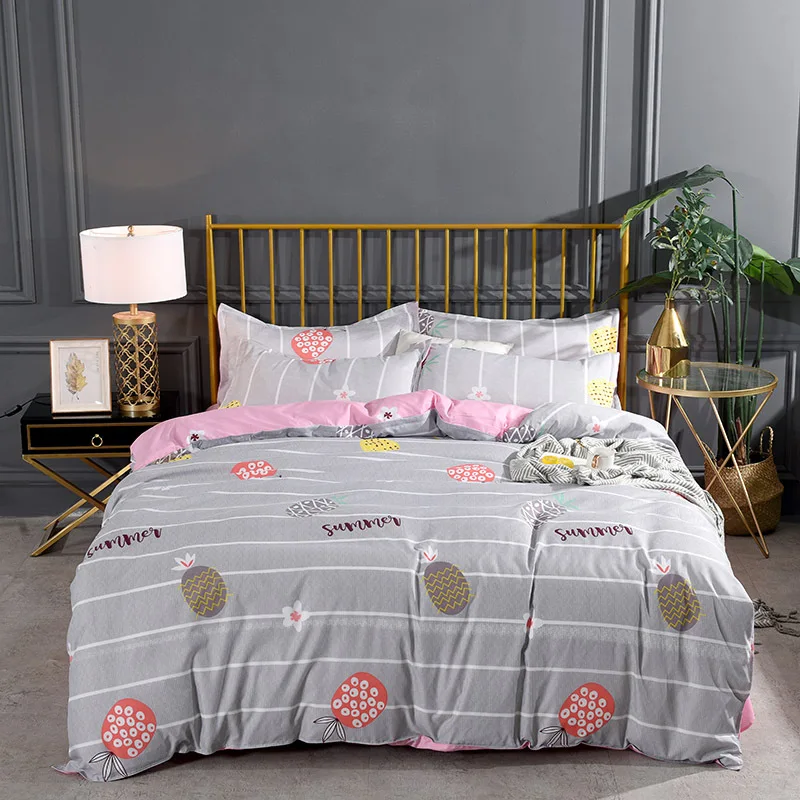 

Хлопковый комплект из 3/4 предметов с алоэ, модное одеяло с ананасом, простыня, наволочка, удобное мягкое постельное белье в скандинавском ст...