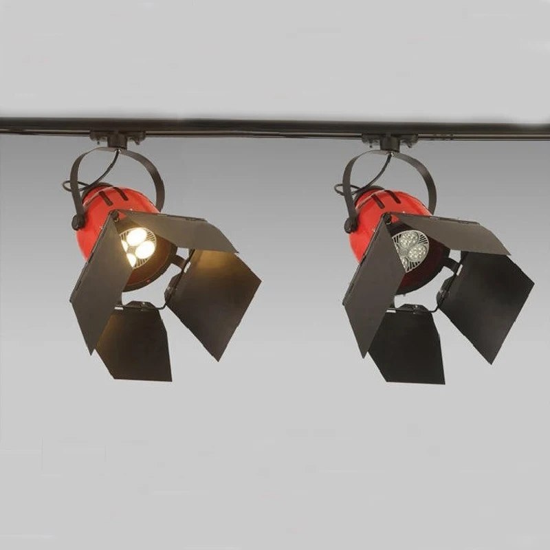 Красный + черный Ретро Дорожные прожекторы стальной потолочный светильник