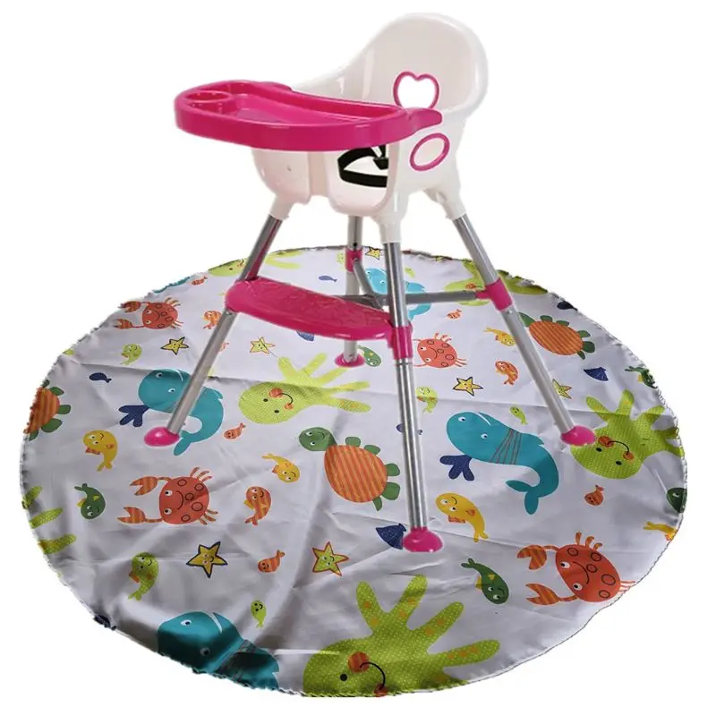 

Baby Kids Feeding High Chair Splash Round Mat Anti Slip Foldable Floor Protector Y4UD