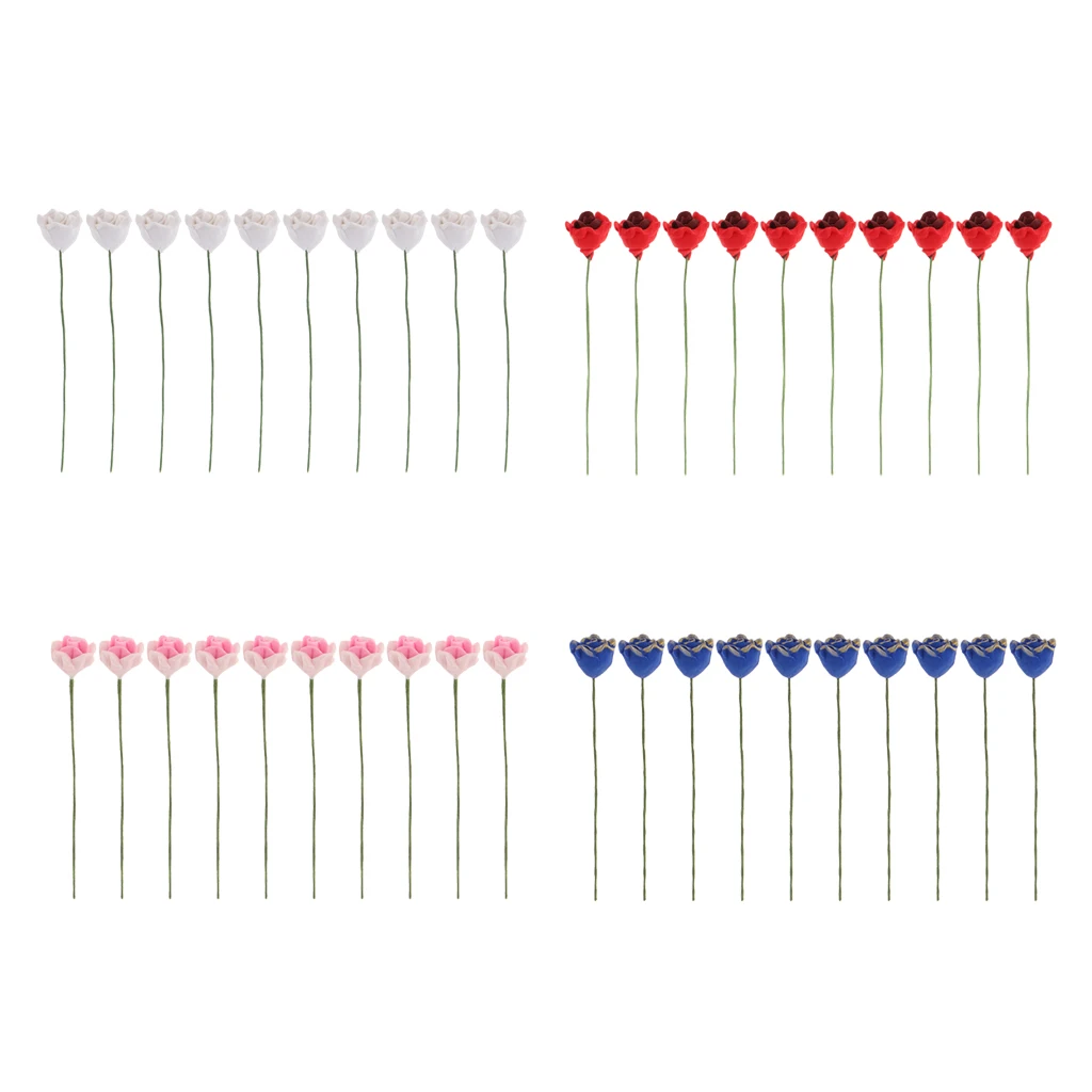 

10 Pcs Miniature Rose Bunch Flowers Model for Dollhouse Life Scenes Decor