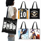 Женская сумка через плечо с рисунком в стиле мультяшного волейбола Haikyuu! Женские сумки Shoyo Hinata Fly High Tote Bag, сумки для покупок