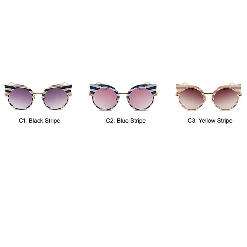 

Round Brand Designer Sunglasses Colorful Eyewear Women Zebra Metal Frame Oculos Retro Stripe Sun Glasses 2020 Fashion De Sol