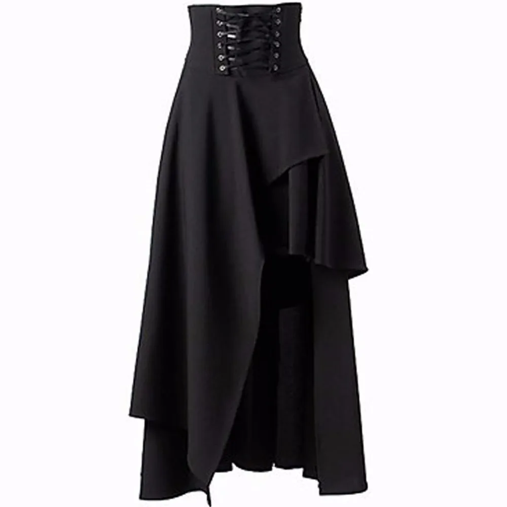 Винтажная Асимметричная юбка Goth модная однотонная плиссированная хлопковая для