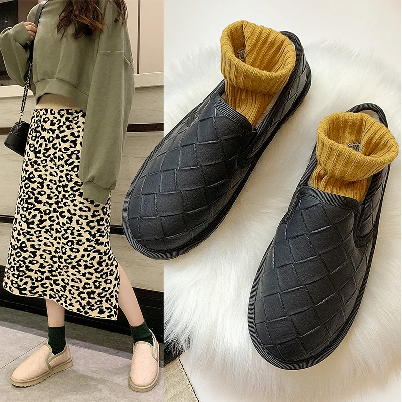 

Winter New Women's Shoes Comfortable PU Fabric Thickened short Plush Flat Shoes Indoor And Outdoor Casual Shoes 2021 Size