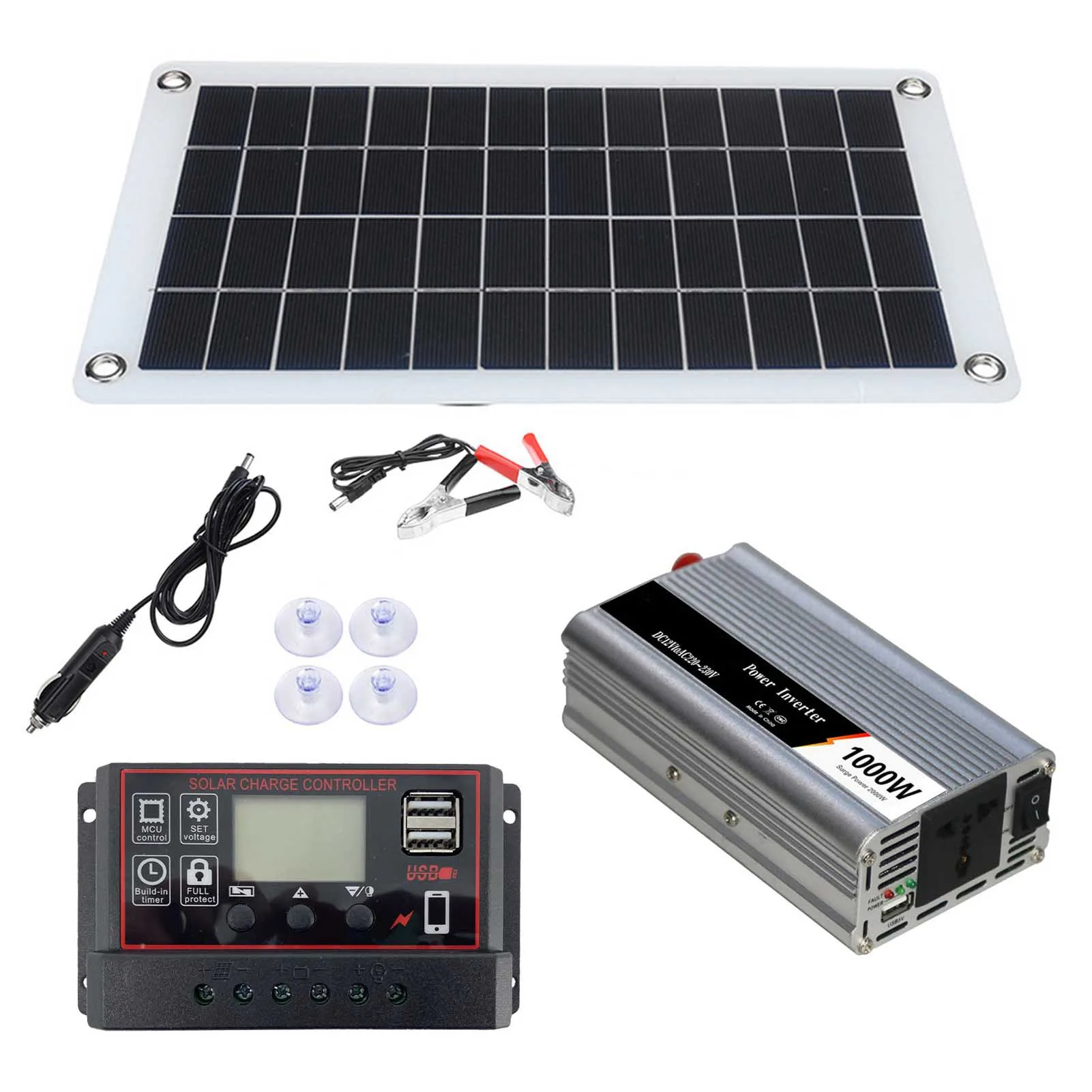 

Автоматическая Адаптированная солнечная панель DC12 /24 В, 1000 Вт, генератор солнечной энергии, сетевая система, электростанция 50 А, новая, черна...