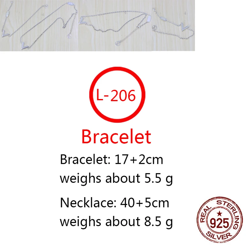 

L206 S925 Sterling Silver Bracelet New Brand Trend Couple Letter L Personality Fashion Style Simple Style Gift Hot Sale