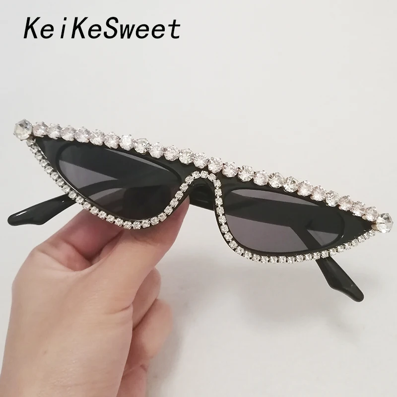 Женские винтажные солнцезащитные очки KeiKeSweet кошачий глаз с кристаллами ручной