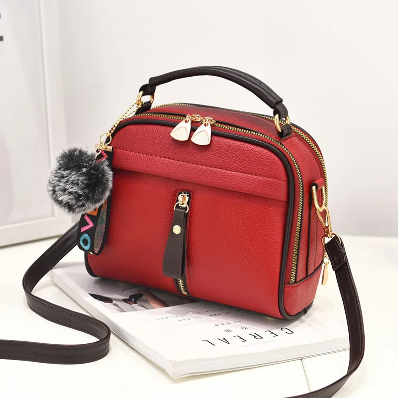 

Fashion Ladies Party Handbags 2019 Women Messenger Bags with Ball Toy Women Handbag PU Leather Female Shoulder Bags