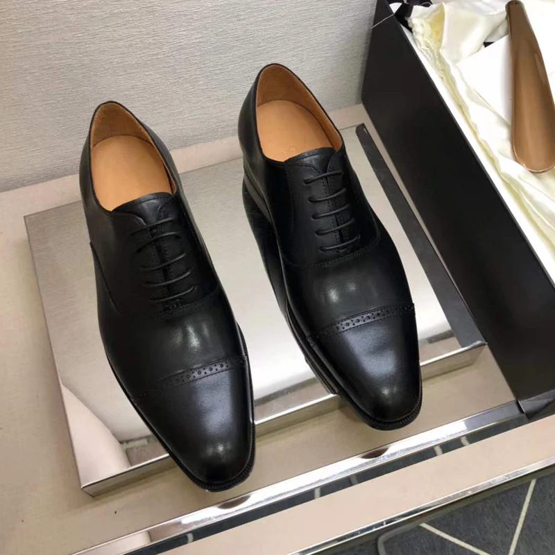 

Handmade Goodyear Welted Elegant Black Fashionable Oxford Shoes Men Business Dress Shoes British Style Wedding Bridegroom Shoes