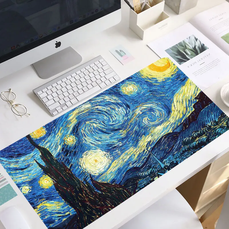 

Van Gogh Mouse Pad 80x30cm Notbook Computer Mousepad Large Arting Game Keyboard Mice Mat Gaming Gamer keyboard non-skid desk mat