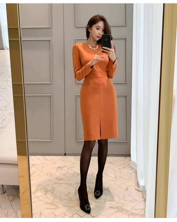 H Han queen элегантное офисное платье-карандаш для женщин, зимнее однотонное приталенное платье, OL деловая работа, облегающее платье бодикон Vestidos