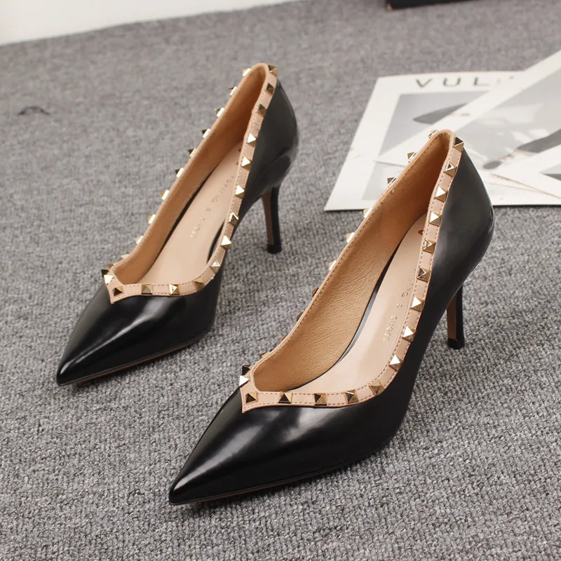 

Spring 2020 New High-heeled Shoes Fashion Pointed Thin Heel Black Shallow Mouth Women's Shoes