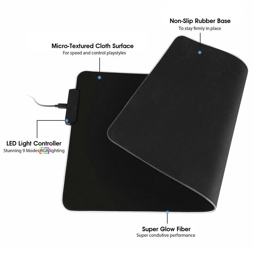 

RGB Gaming Mouse Pad Small Medium Large LED Backlit Keyboard Mat Mousepad NonSlip Rubber For Internet Cafe Office Home Wholesale