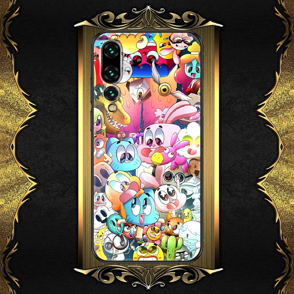 

Gumballes Amaze World of Phone case For Huawei P Mate P10 P20 P30 P40 10 20 Smart Z Pro Lite 2019 black 3D cell cover luxury