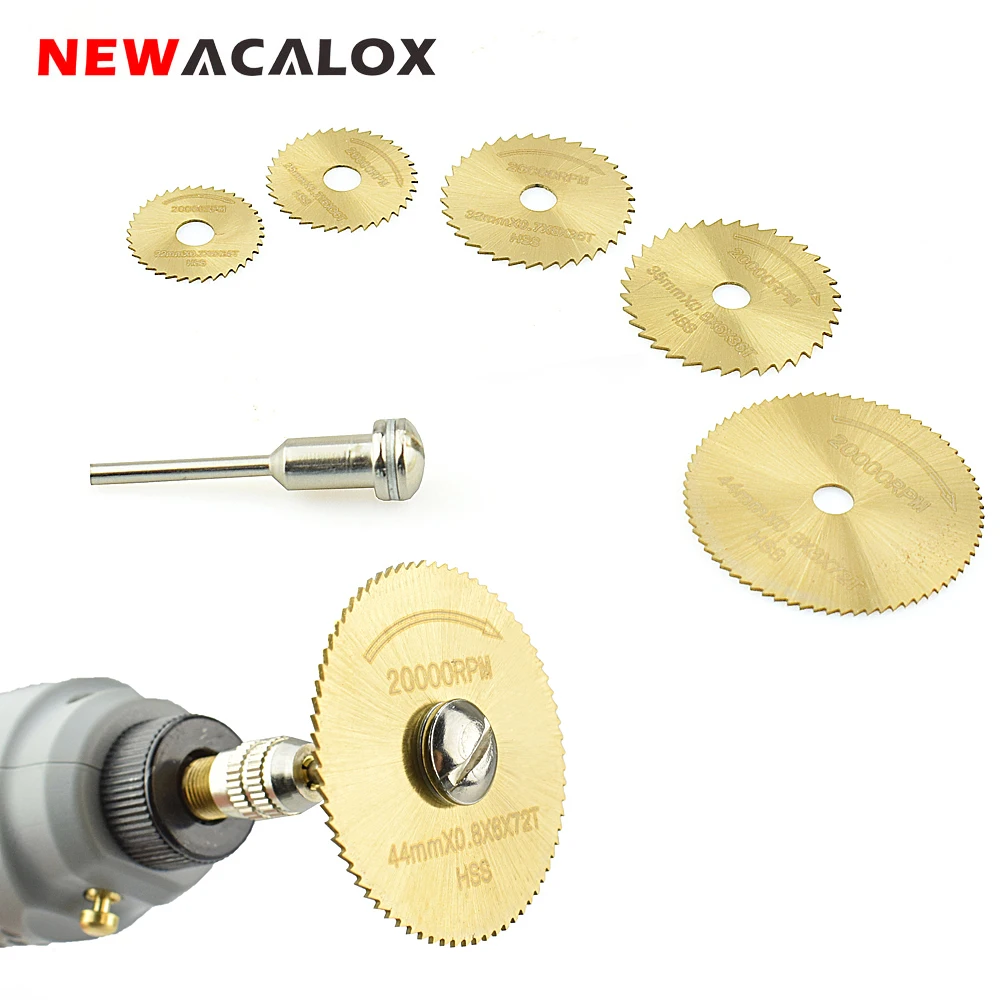 

NEWACALOX Circular Saw Blade Set Woodworking for Rotary Tool Dremel 1/8" Mandrel Cutting Disc Wood Carving 6pcs/set