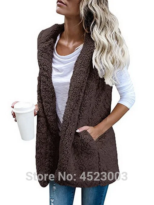 Женский зимний модный кашемировый кардиган с капюшоном пальто жилет из