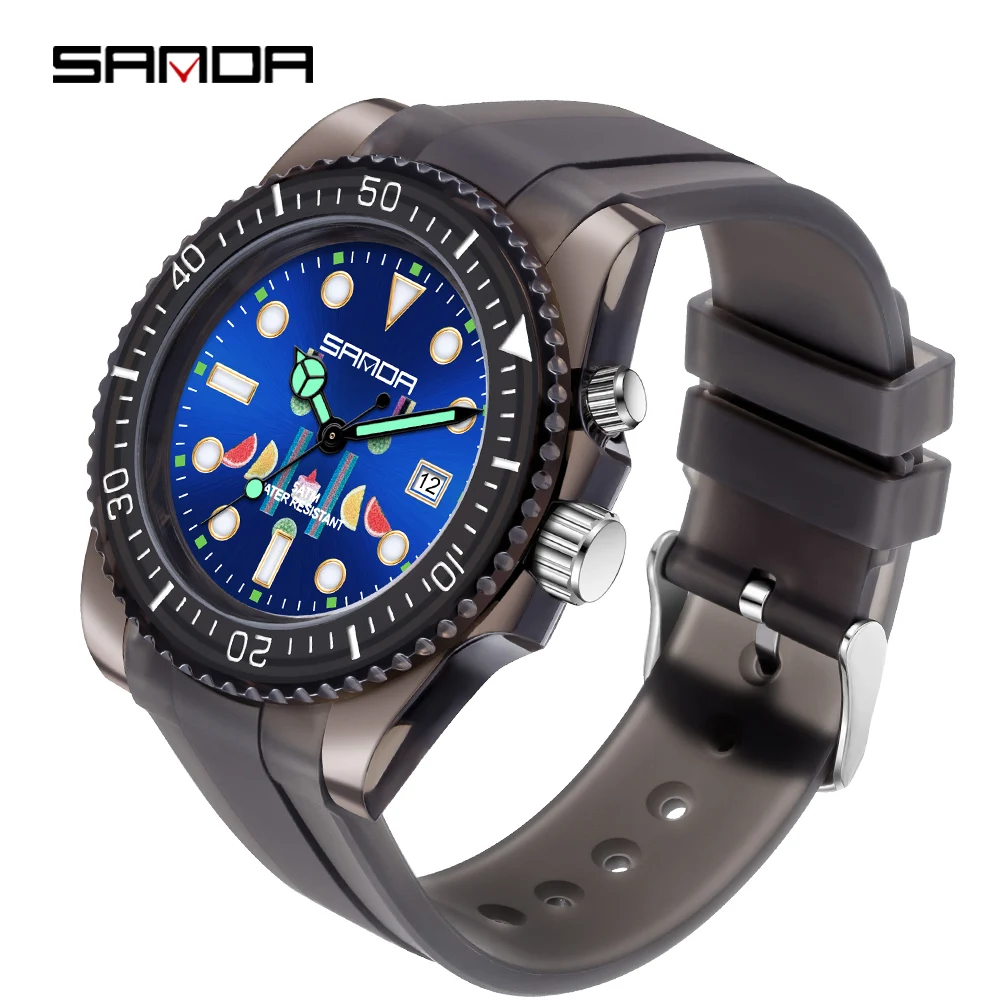 

Модные светящиеся часы Sanda в стиле унисекс, прозрачный Желейный ремешок, модные мужские часы с большим циферблатом, водонепроницаемые повсе...