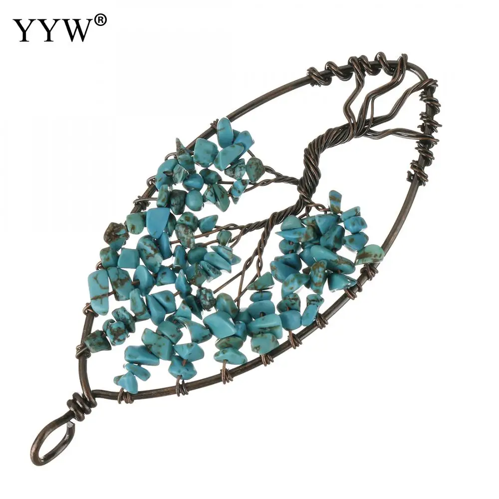 Healing 7 Chakras Beads Handmade Wire Wrap Tree Of Life Pendants Natural Lapis Lazuli Tiger Eye Gem Stone Chip Jewelry | Украшения и