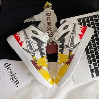 men women high top canvas shoes animation graffiti fourth generation fire shadow youth student outdoor breathable casual shoes