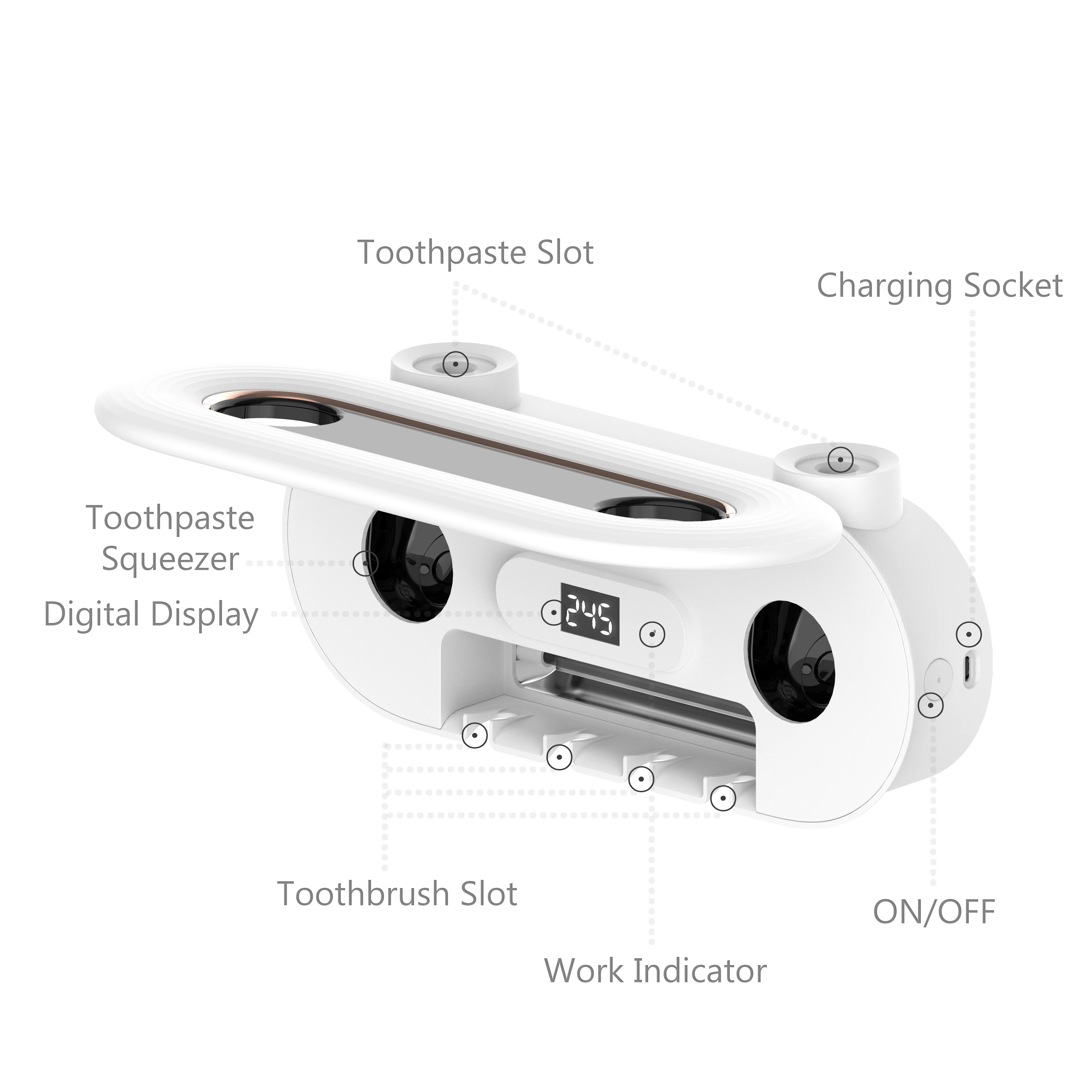 

UV Toothbrush Sanitizer, Bathroom Toothbrush Holder Wall Mounted with Sterilizer Function, Toothbrush Organizer for Family