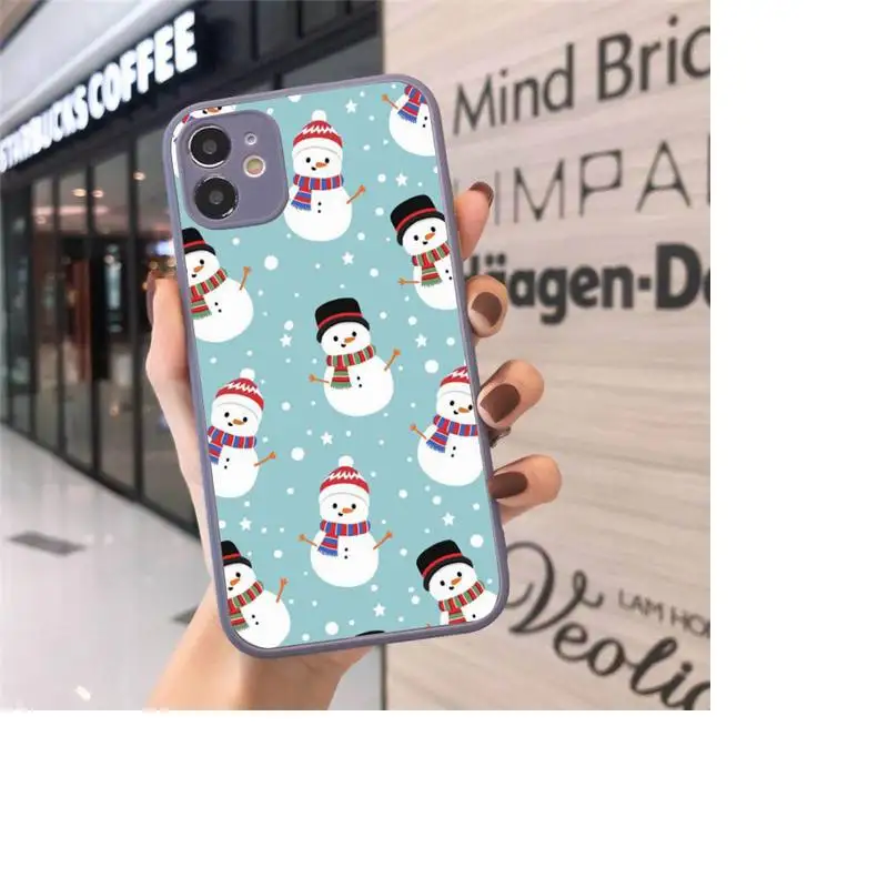 

Snowman Christmas winter Phone Case Matte Transparent for iPhone 7 8 11 12 s mini pro X XS XR MAX Plus cover funda