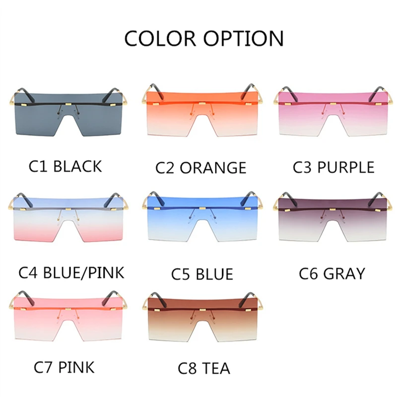 

2021 Unisex Fashion Oversized Big Sunglasses Women Famous Design Trendy One Piece Sun Glasses Female Men Mask Sun Glasses UV400