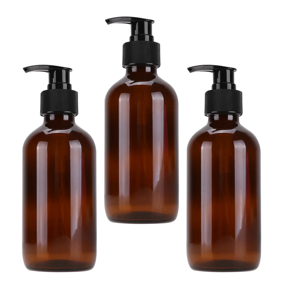 

3pcs Glass Sub Bottle Empty Storage Bottle Simple Cosmetics Emulsion Storage Holders for Travel Home (250ml Brown)
