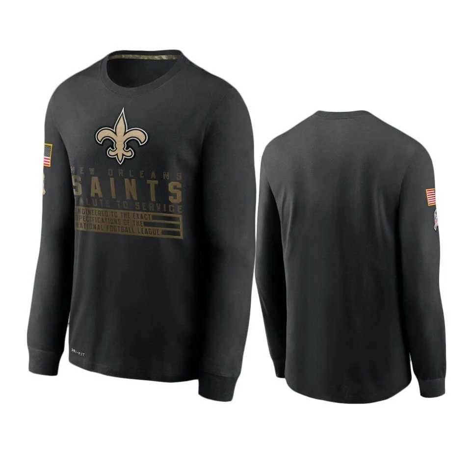 

New Orleans Men Black Saints Salute to Service Sideline Performance Long Sleeve T-Shirt - S-4XL