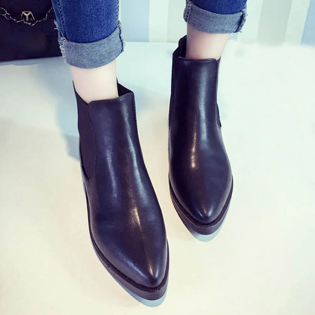 Женские ботинки Bashion Элегантные Простые удобные на плоской подошве заостренная