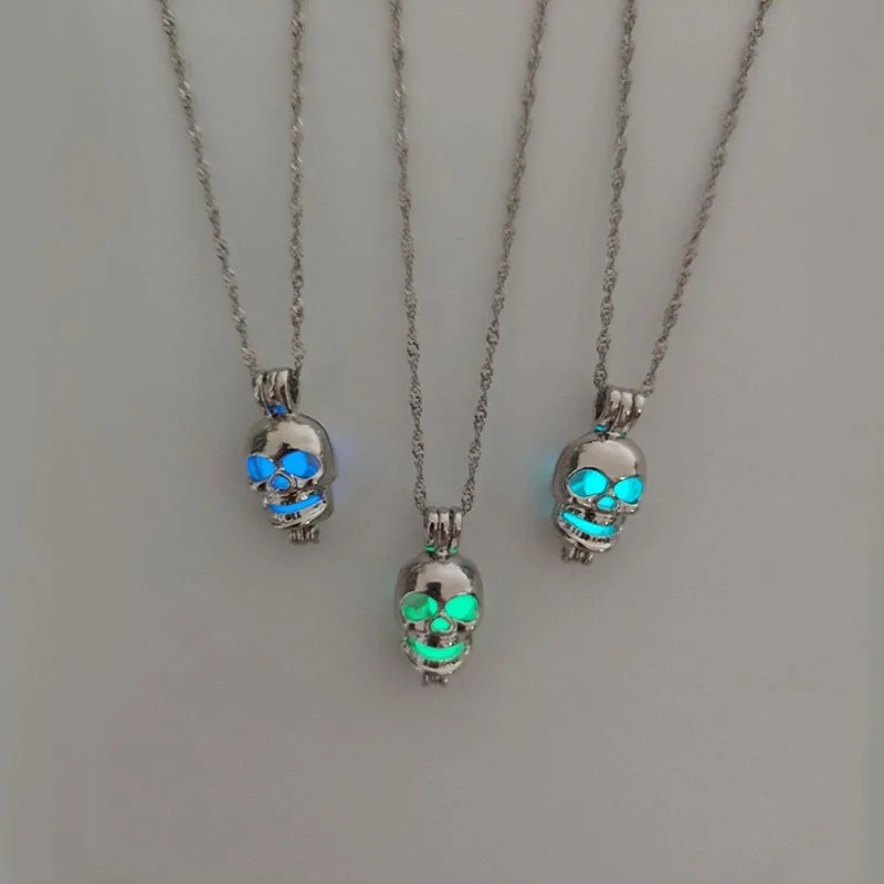 Светящееся ожерелье коллекция череп Тыква Луна подвеска с драгоценным камнем