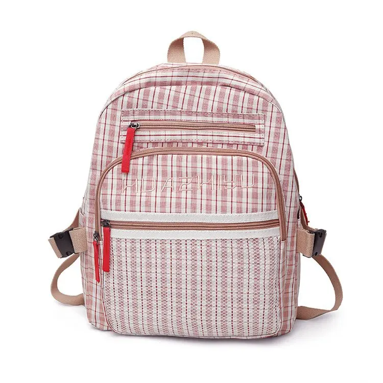 

Campus small fresh contrast color plaid backpack sweet girl literary simple versatile student large capacity schoolbag
