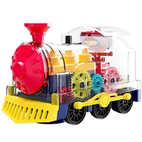 electric train set bright transparent electric gear train music light rotating toy childrens birthday gift childrens toy train